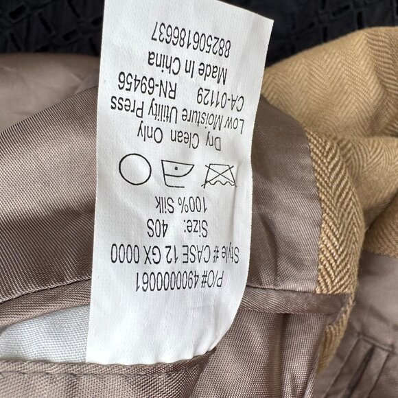 Chaps Ralph Lauren Vintage Mens Tan Herringbone Blazer Silk Classic 2 Button 42R - Picture 13 of 13
